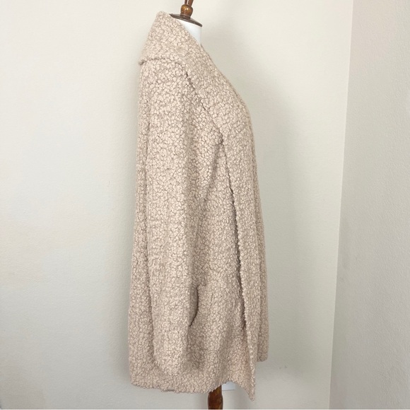 Barefoot Dreams Boucle Tan Shawl Cardi Cardigan Sweater Shacket - Picture 7 of 15